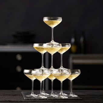 Champagnekøler med sabel + 8 Lyngby champagneskåle 