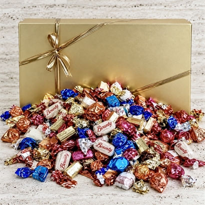 Luksus chokoladeblanding 2000 gram i guldæske - KUN 272 STK. PÅ LAGER