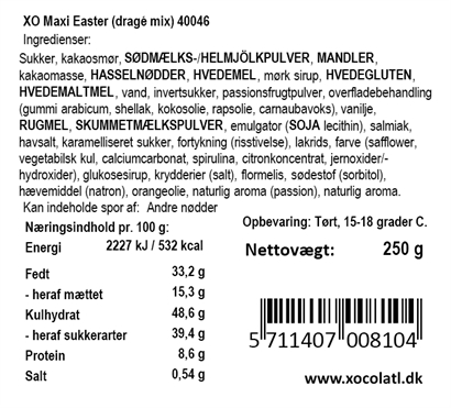 Xocolatl Elegant glas med lækkerier 250 gram 