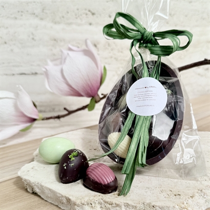 Chokoladeskal med 6 Danske Håndlavede Påskeæg og 4 Anton Berg fugleæg - 175 gram