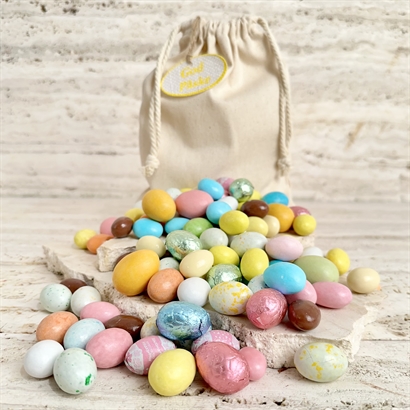 Øko Påskepose i bomuld med Luksus Påskeblanding 800 gram