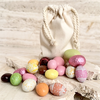 Øko Påskepose i bomuld med Luksus Påskeblanding 150 gram
