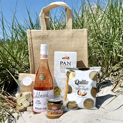 Sommergave med 1 flaske rosé og lækkerier til en hyggelig picnic