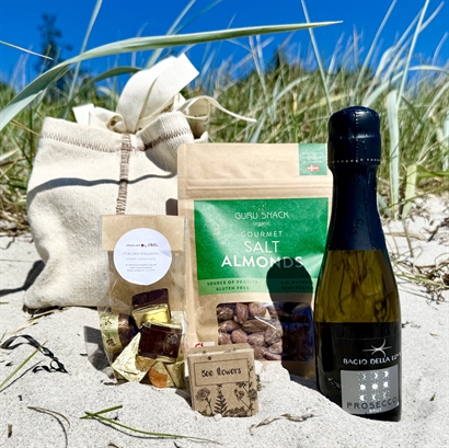 Rustik Bomuldspose med Prosecco, Blomstereng og Snacks
