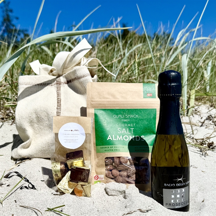 Rustik Bomuldspose med Prosecco, Italiensk Chokolade Passion og Salte Mandler