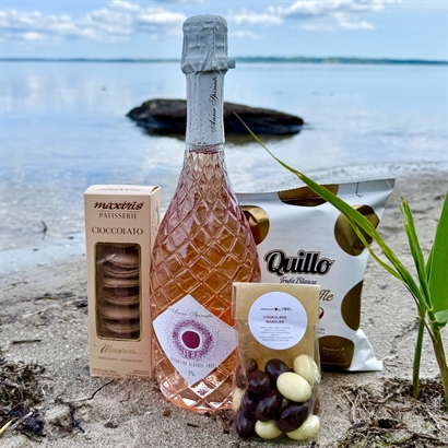Sommergave Alkoholfri med mousserende Rosé, snacks og Chokolade