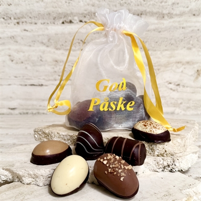 Chiffonpose med 6 store danske håndlavede påskeæg 