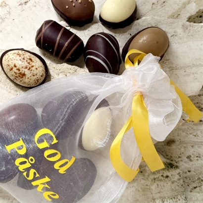 Chiffonpose med 8 store danske håndlavede påskeæg 