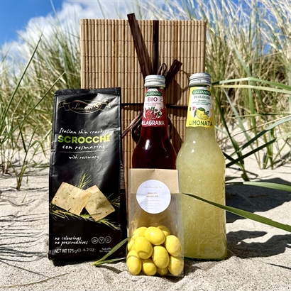 Sommergave Alkoholfri med Lemonade og snacks i Bambus æske