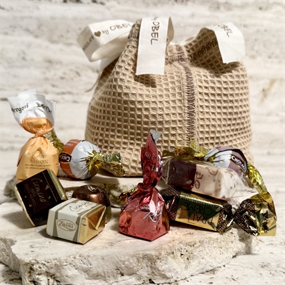  Bomuldspose waffelvævet med Luksus Chokoladeblanding 600 gram