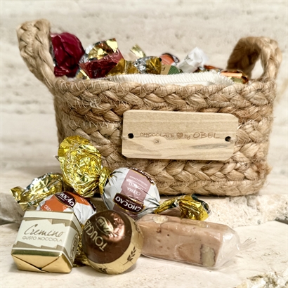 Jutekurv med Luksus Chokoladeblanding 400 gram