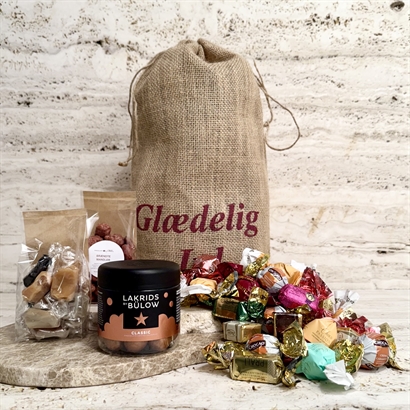  Bülow Lakrids, flødekarameller & luksus chokoladeblanding i glædelig jul sæk