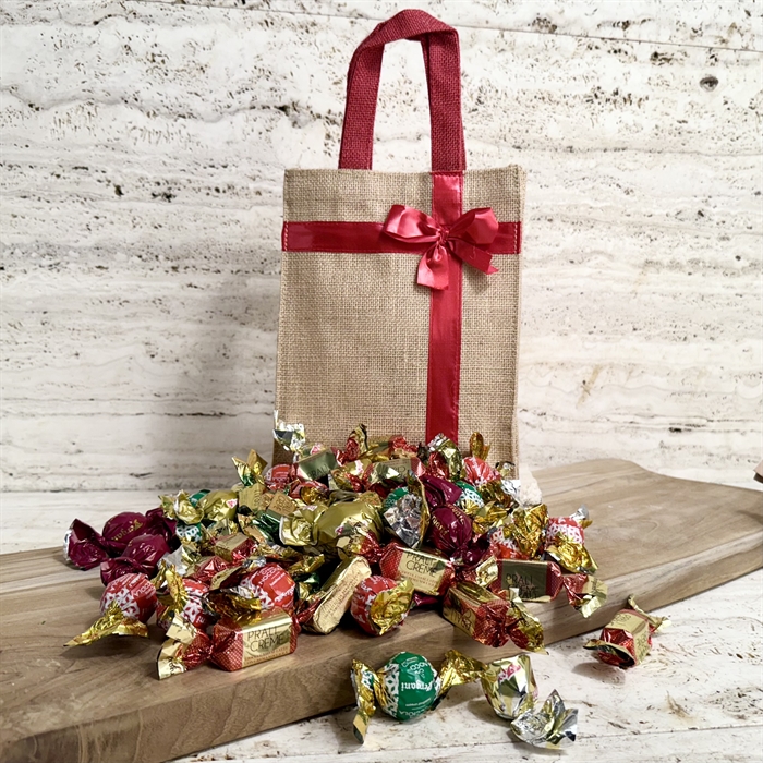 Blandede godter 750 gram i jutetaske