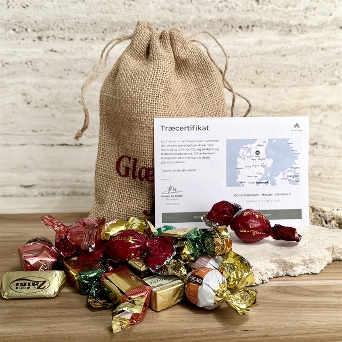 Plant et Træ bevis i Julesæk med 270 gram luksus chokoladeblanding