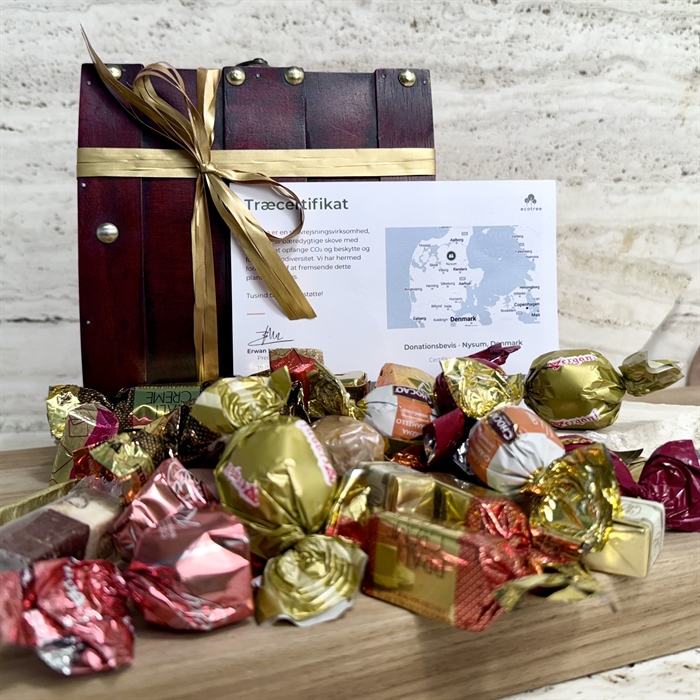 Plant et Træ bevis. Skattekiste fyldt med 300 gram luksus chokoladeblanding