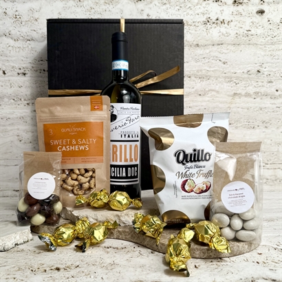 Gavekurv med italienske delikatesser, Hvidvin og chokolade