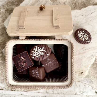 Plant et Træ Bevis - Bambusæske med låg og 10 Belgiske Gourmetchokolader