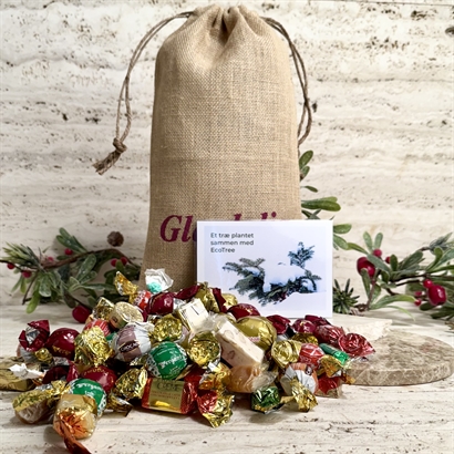 Plant et Træ bevis i Julesæk med 1000 gram luksus chokoladeblanding