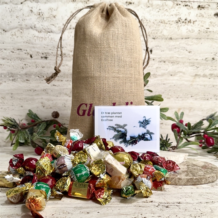 Plant et Træ bevis i Julesæk med 1000 gram luksus chokoladeblanding