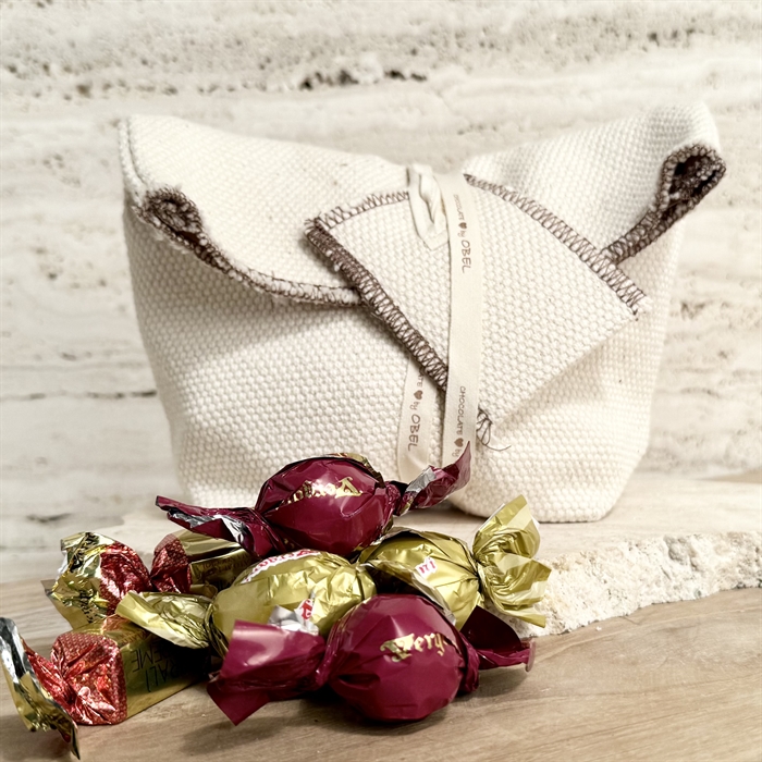 450 gram Blandede godter i rustik bomuldstaske