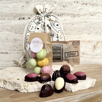 Økopose med påskeprint - Danske påskeæg, Anthon berg og Bagsværd lakrids