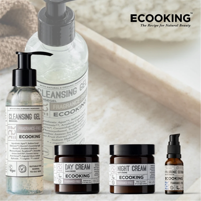ECOOKING Gavepakke - Rutine Ansigt Parfumefri Hudplejesæt - Vejledende Udsalgspris 1.379,-